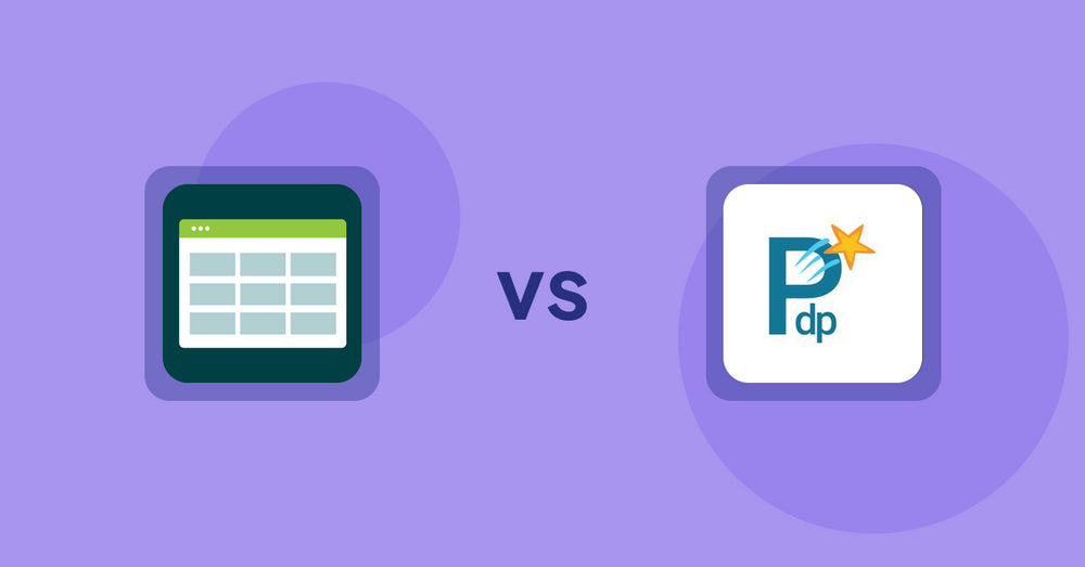 Shopify Product Display Apps: Product Table vs PDP Star