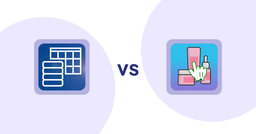 Shopify Metafield Apps: TablePress ‑ Data Tables vs Clickable Ingredients: Seetext