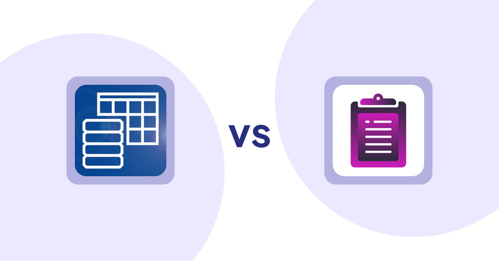 Shopify Metafield Apps: TablePress ‑ Data Tables vs Xtra Info ‑ Emphasize Values