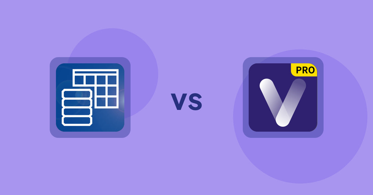 Shopify Metafield Apps: TablePress ‑ Data Tables vs Variant Description Pro