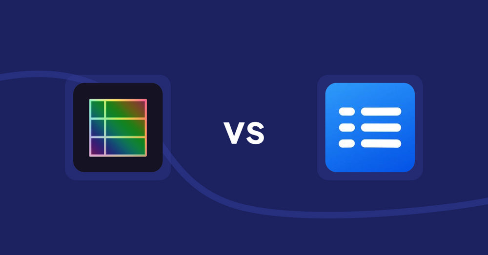 Shopify Metafield Apps: TableFlow Specification Table vs Easy Specification Table