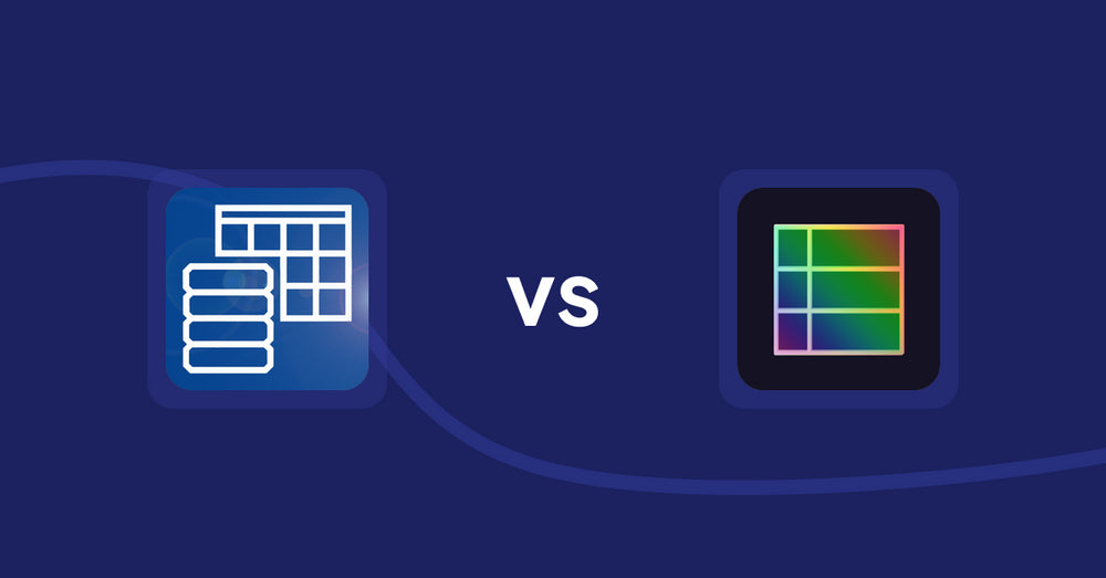 Shopify Metafield Apps: TablePress ‑ Data Tables vs TableFlow Specification Table