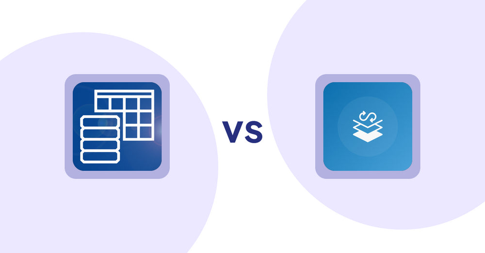 Shopify Metafield Apps: TablePress ‑ Data Tables vs Seota In/Out Meta Data