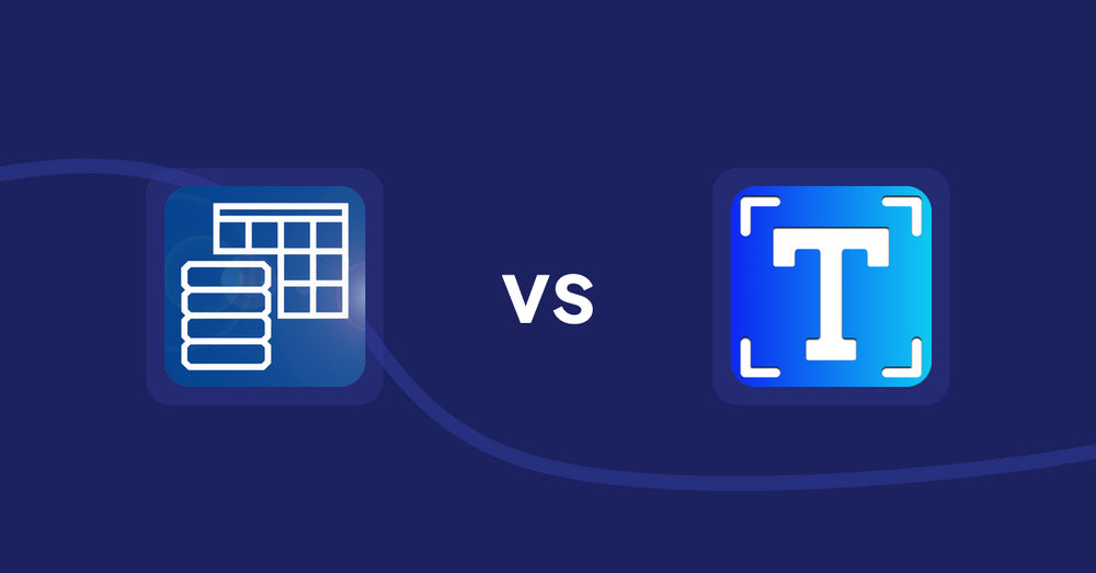 Shopify Metafield Apps: TablePress ‑ Data Tables vs Textbox & Textfield by Textify