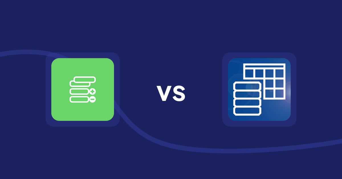 Shopify Metafield Apps: Bonify Custom Fields vs TablePress ‑ Data Tables