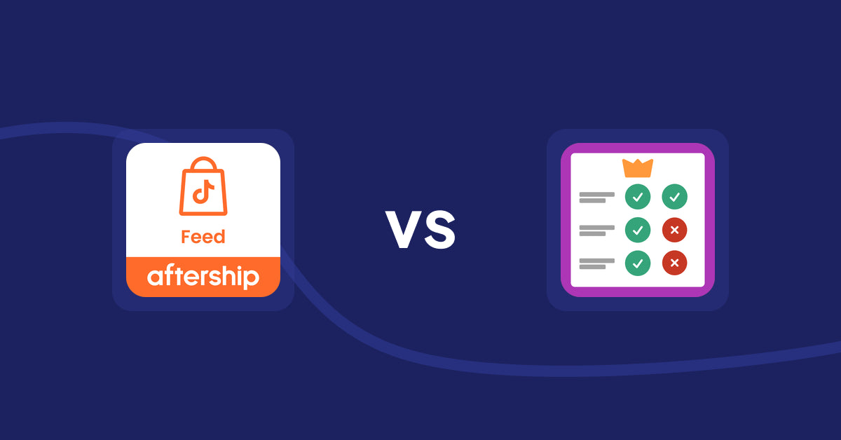 Shopify Product Display Apps: AfterShip Feed for TikTok Shop vs Pretty Comparison Tables