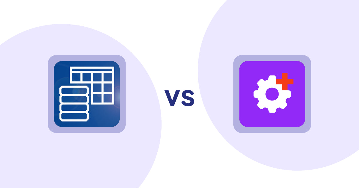 Shopify Metafield Apps: TablePress ‑ Data Tables vs Admin+