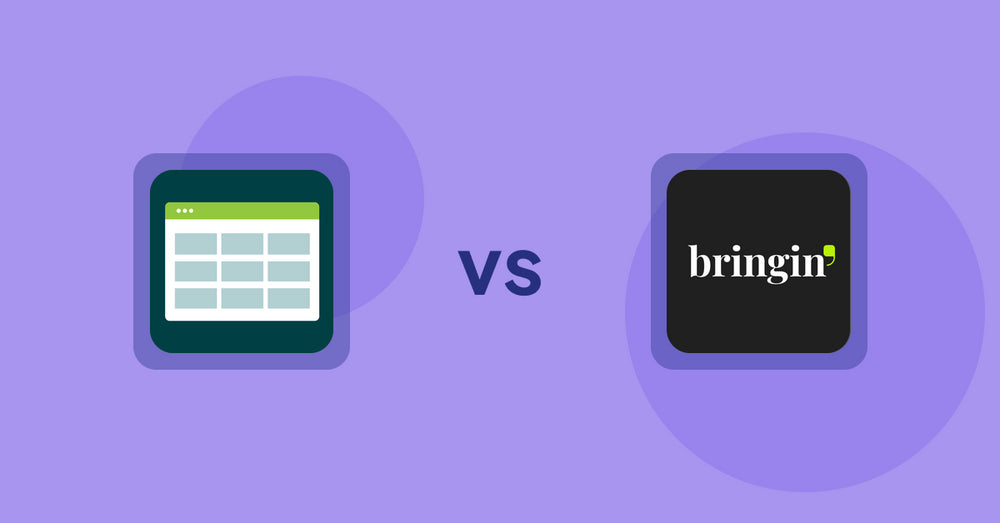 Shopify Product Display Apps: Product Table vs Bringin